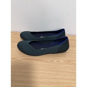 Rothy's Rare Retired Emerald Green Birdseye Ballet The Flat Round Toe Size 6.5